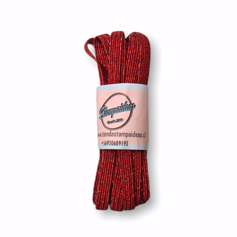 Elástico plano rojo glitter - 5 mm x 5 mts