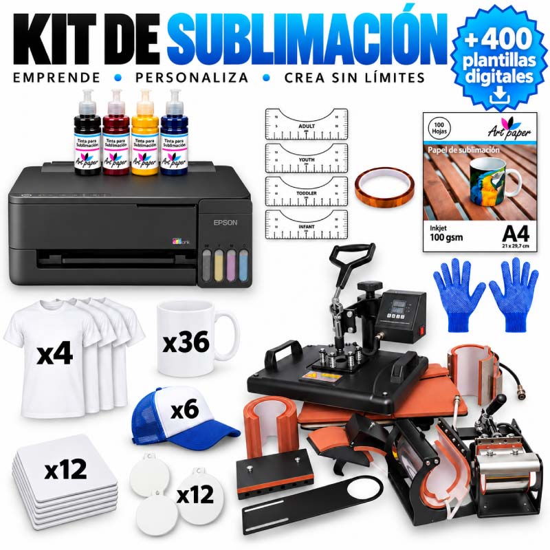 Kit de sublimación 13 en 1 Listo para emprender - Tienda Stampaideas Imprimeideas