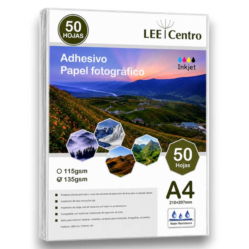 Papel fotográfico adhesivo 135 gramos A4