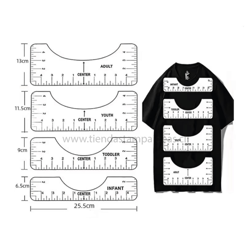 Regla centrador de polera - Kit