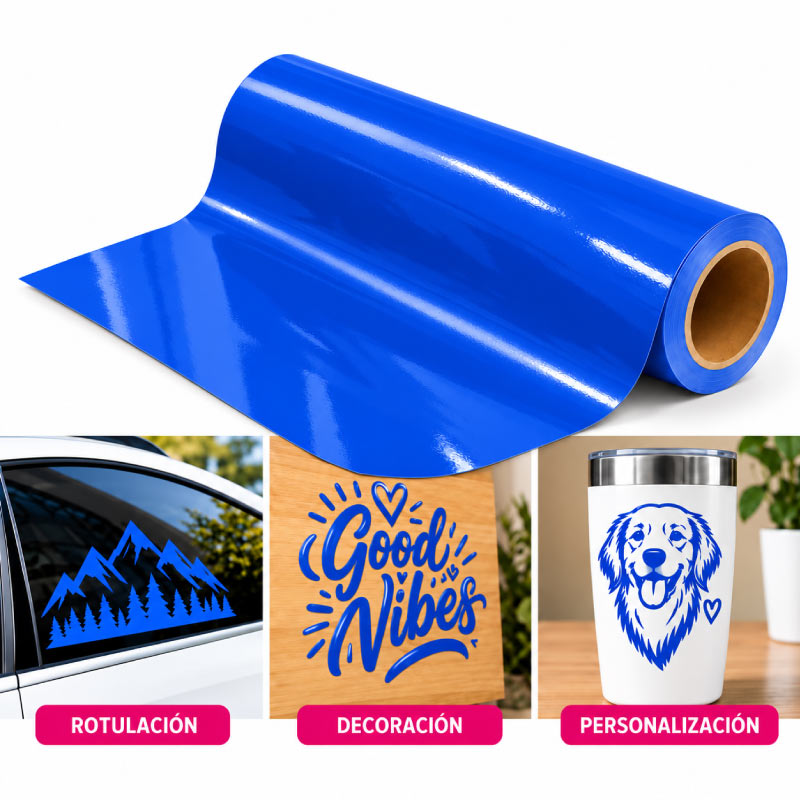Vinilo Adhesivo Azul Brillante 30 cm